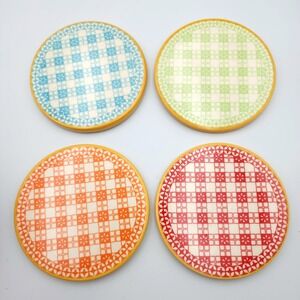 NEW‎ Pier 1 Ceramic Coasters 4.25in Geometric Colorful